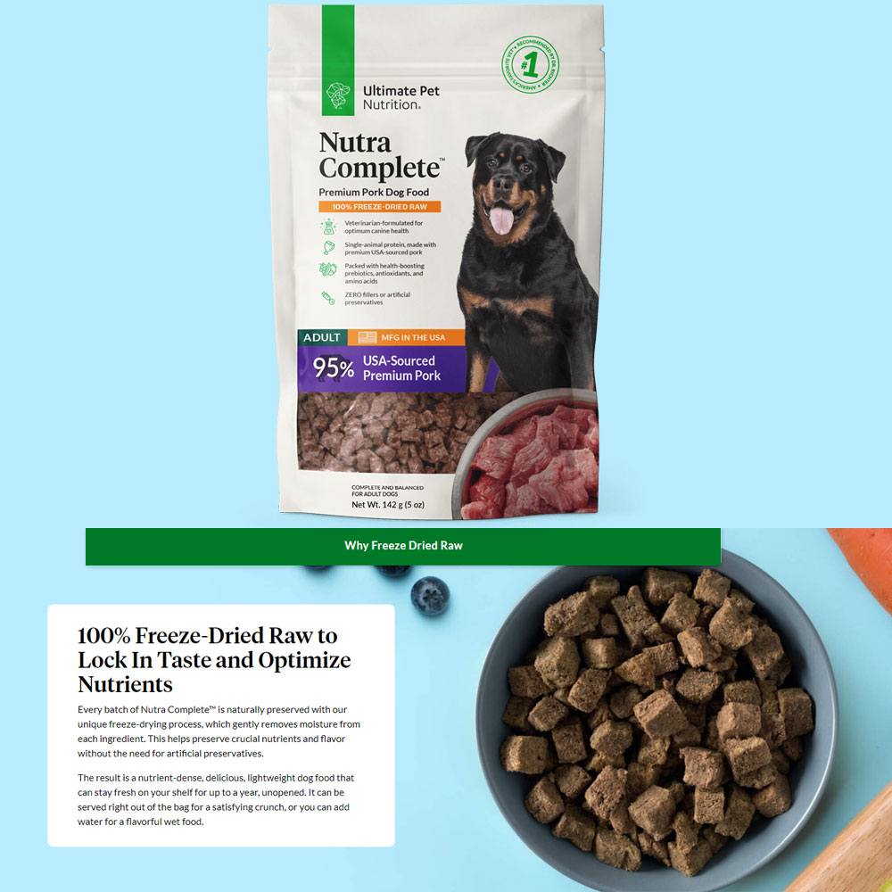 Ultimate Pet Nutrition Freeze Dried Raw Nutra Complete Pork Dog Food 5