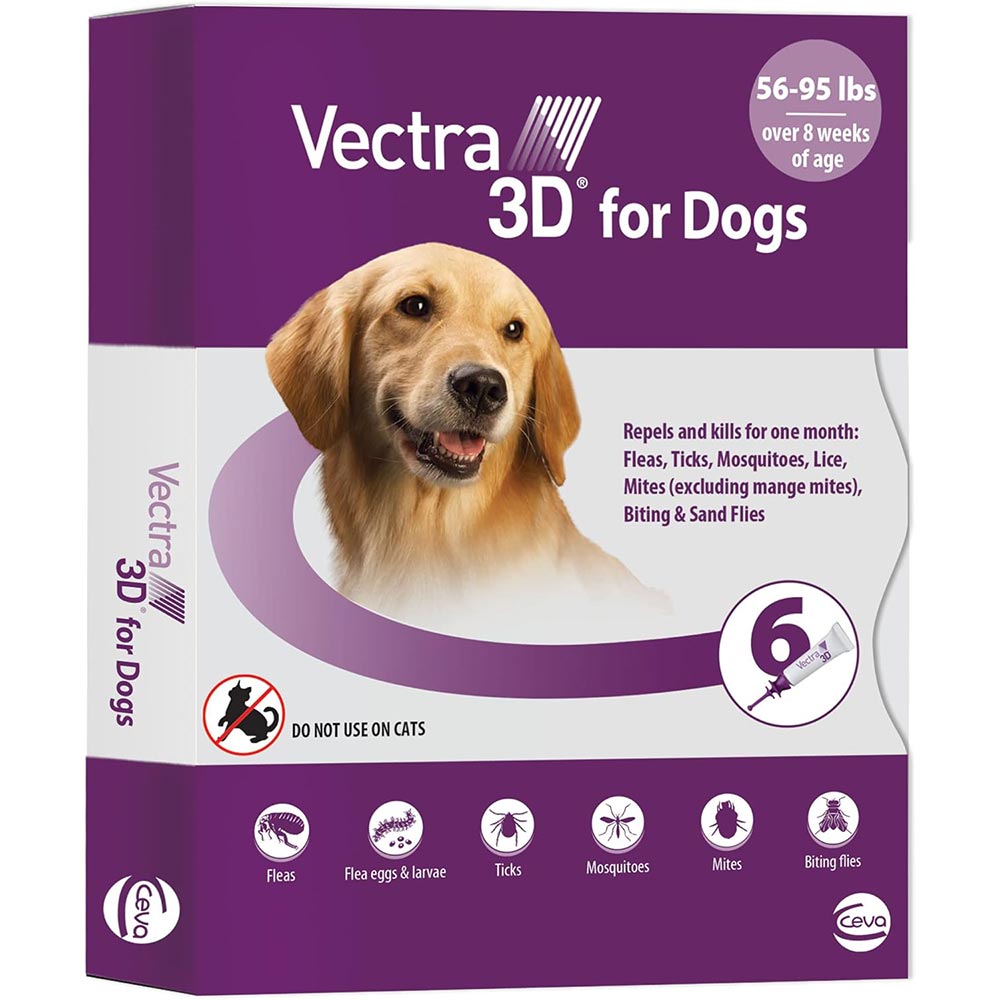Vectra 3D for Dogs 56-95 lbs, Doses [Fleas Protection] On