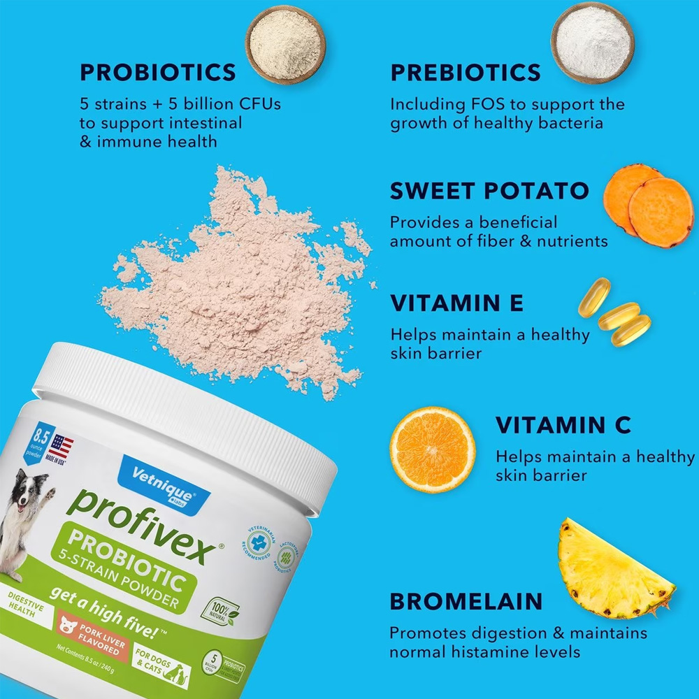 Vetnique Labs Profivex Probiotics 5Strain Pork Pet Digestive Health