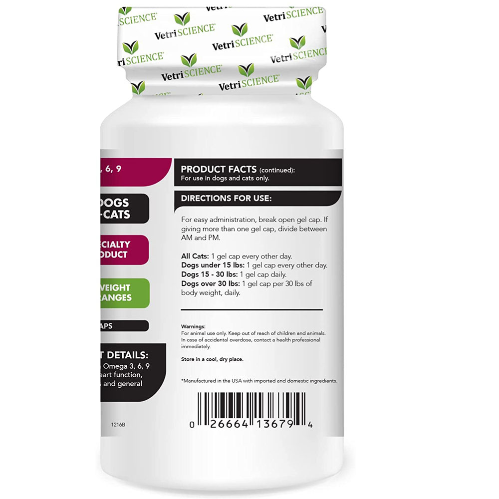 VetriScience Omega 3, 6, 9 (90 Gel Caps) On Sale EntirelyPets Rx