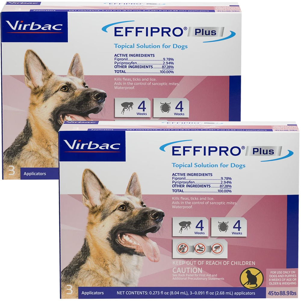 Virbac EFFIPRO Plus Flea & Tick Spot Treatment for Dogs, 4588.9 lbs, 6