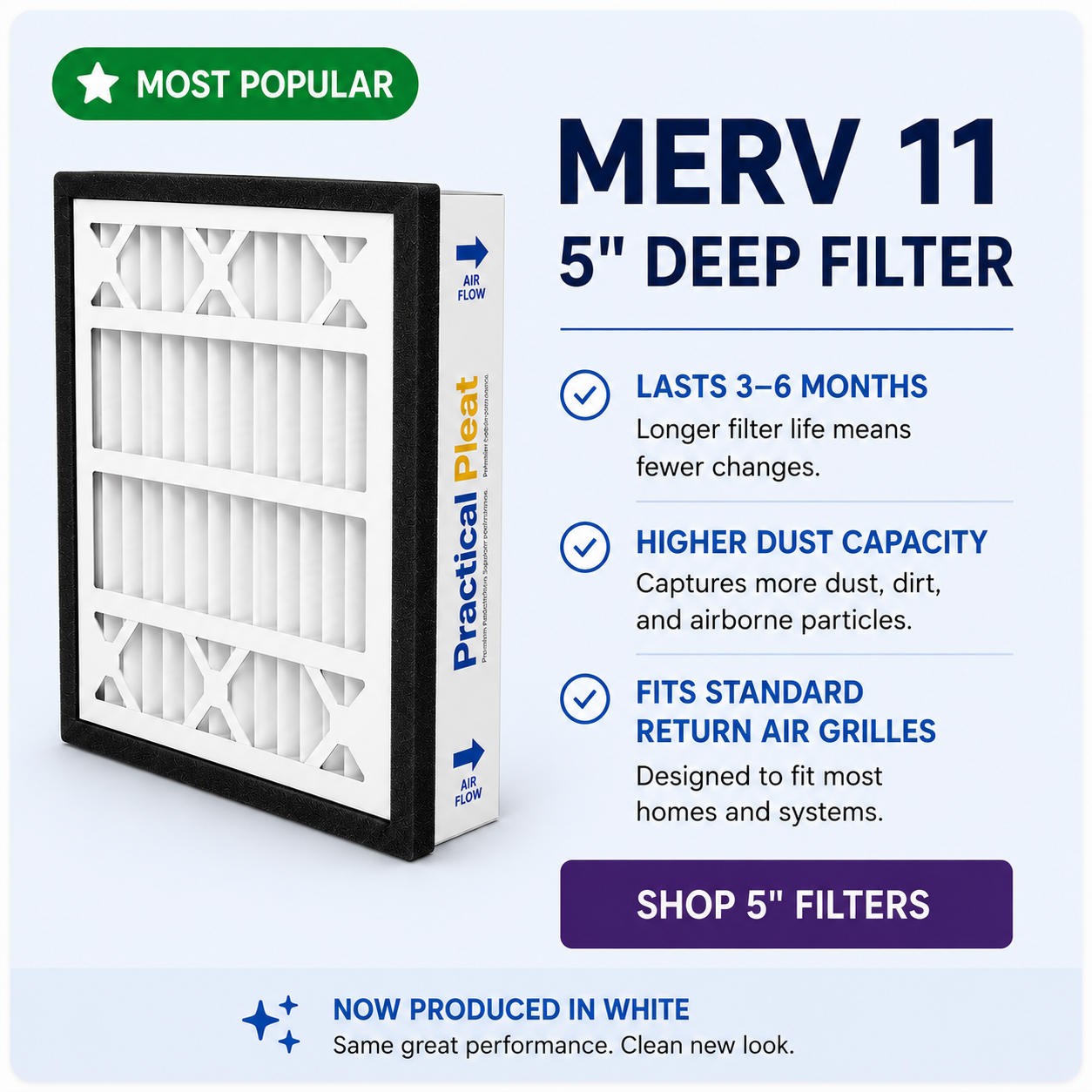 5" Practical Air Filter | MERV 11