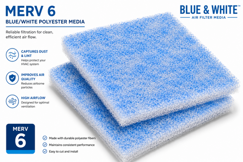 $7.50 Each <br>500-720 Square inches<br>MERV 6 Blue & White Media Pads <br>1 Case of 12