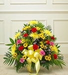 Heartfelt Tribute Floor Basket Arrangement- Bright