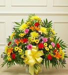 Heartfelt Tribute Floor Basket Arrangement- Bright
