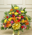 Heartfelt Tribute Floor Basket Arrangement- Bright