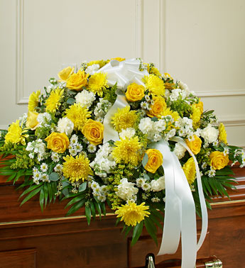Yellow and White Rose Half Casket Cover