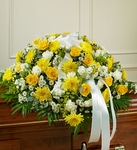 Yellow and White Rose Half Casket Cover