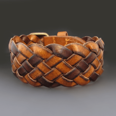 Brown & Tan Braided Leather Cuff