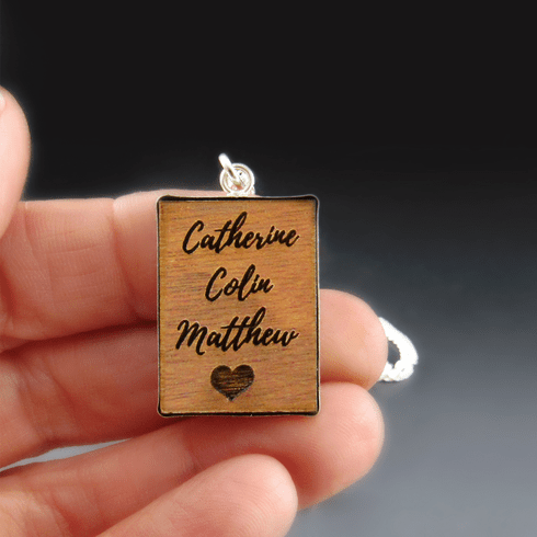Engraved With Love Personalized Wood Necklace | Rectangle