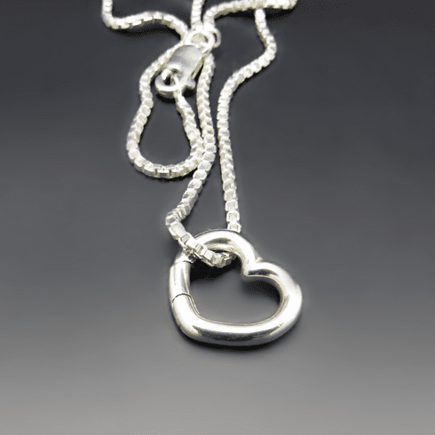Heart Shaped Amulet Charm Holder Necklace | Sterling Silver