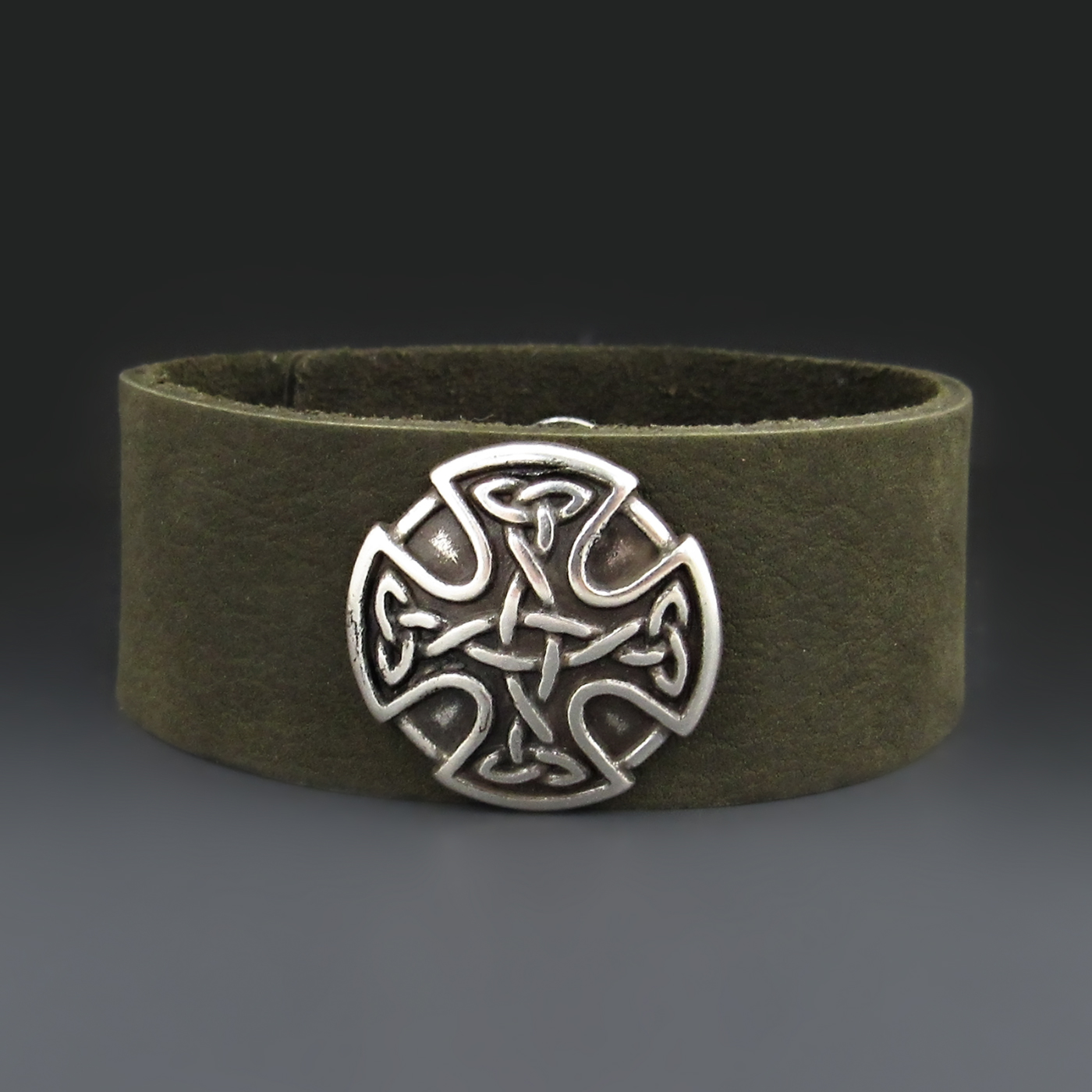 Leather Celtic Cross Bracelet