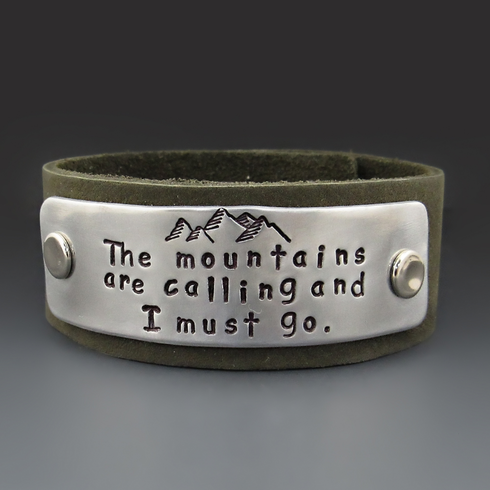 Men's Personalized Leather Cuff Bracelet | 1 inch wide