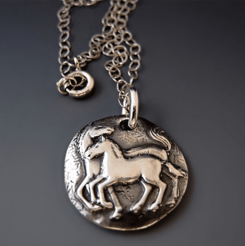 Mother & Foal Horse Necklace | Sterling Silver