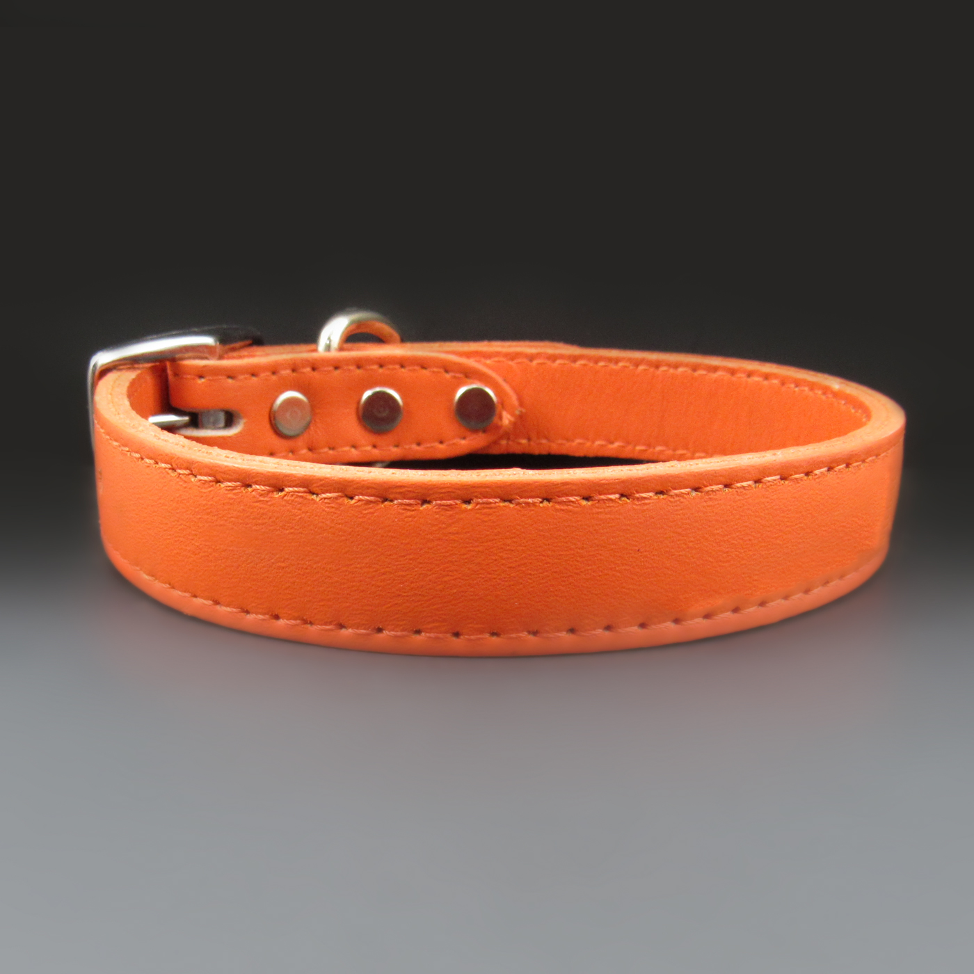 Orange Leather Dog Collar