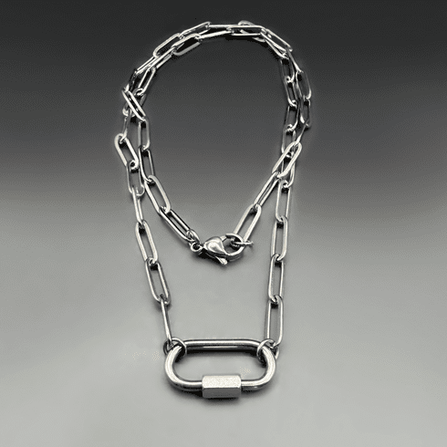 Paperclip Chain Necklace with Carabiner Clasp | Stainless Steel