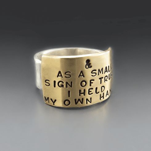 Personalize Mixed Metal Wide Band Ring