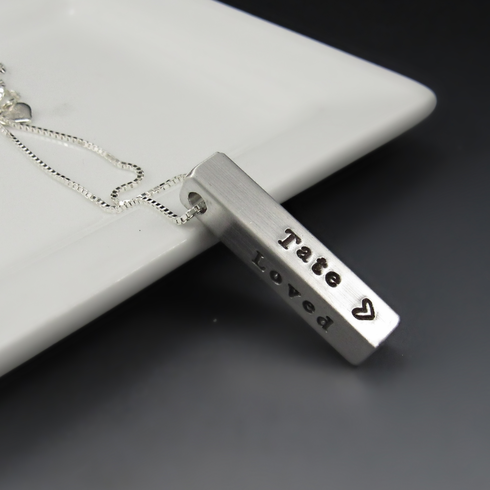 Personalized 4 Sided Vertical Bar Necklace