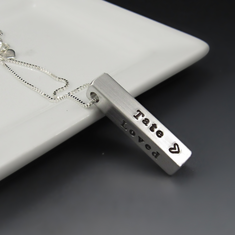 Personalized 4 Sided Vertical Bar Necklace