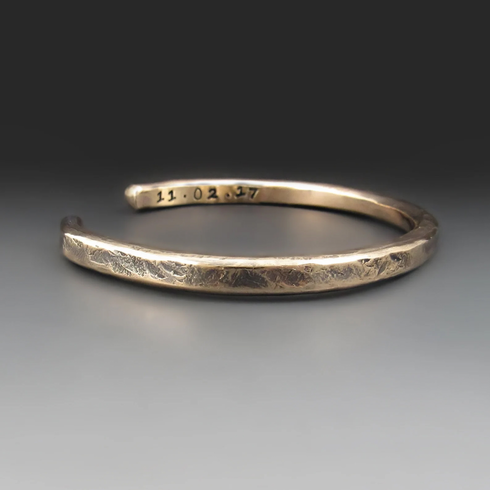 Personalized Copper / Bronze Hammered Cuff| | 7th & 8th Anniversary Gift for Him
