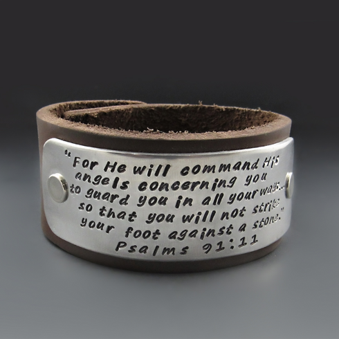 Personalized Long Message Leather Cuff Bracelet | 1.25 inch wide