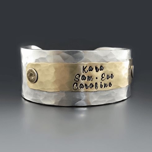 Personalized Mixed Metal Cuff Bracelet