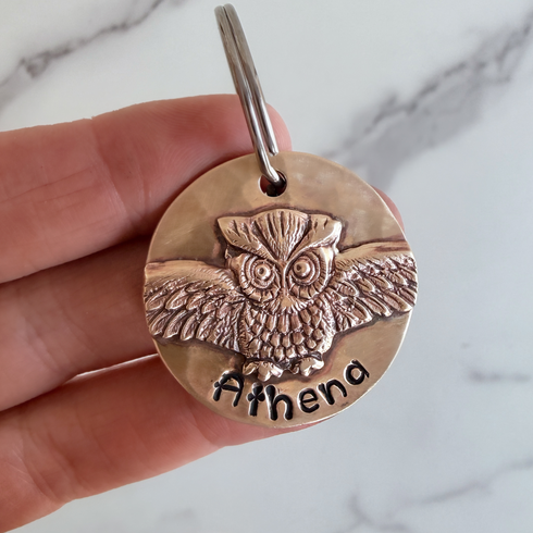 Personalized Owl Pet ID Dog Tag | Custom Dog / Horse Name Tag
