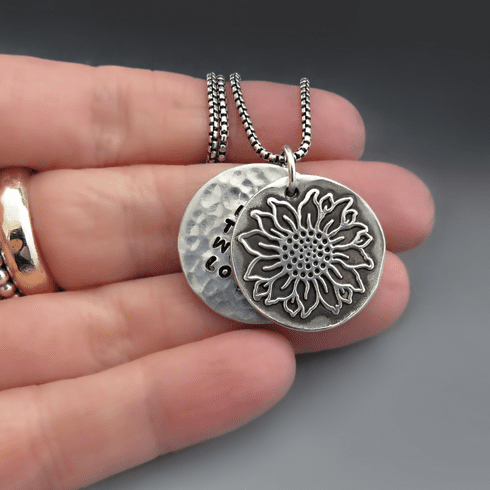 Personalized Sterling Silver Sunflower Necklace