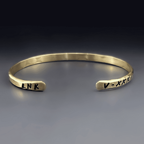 Personalized Thin Gold Brass Cuff- Style 2