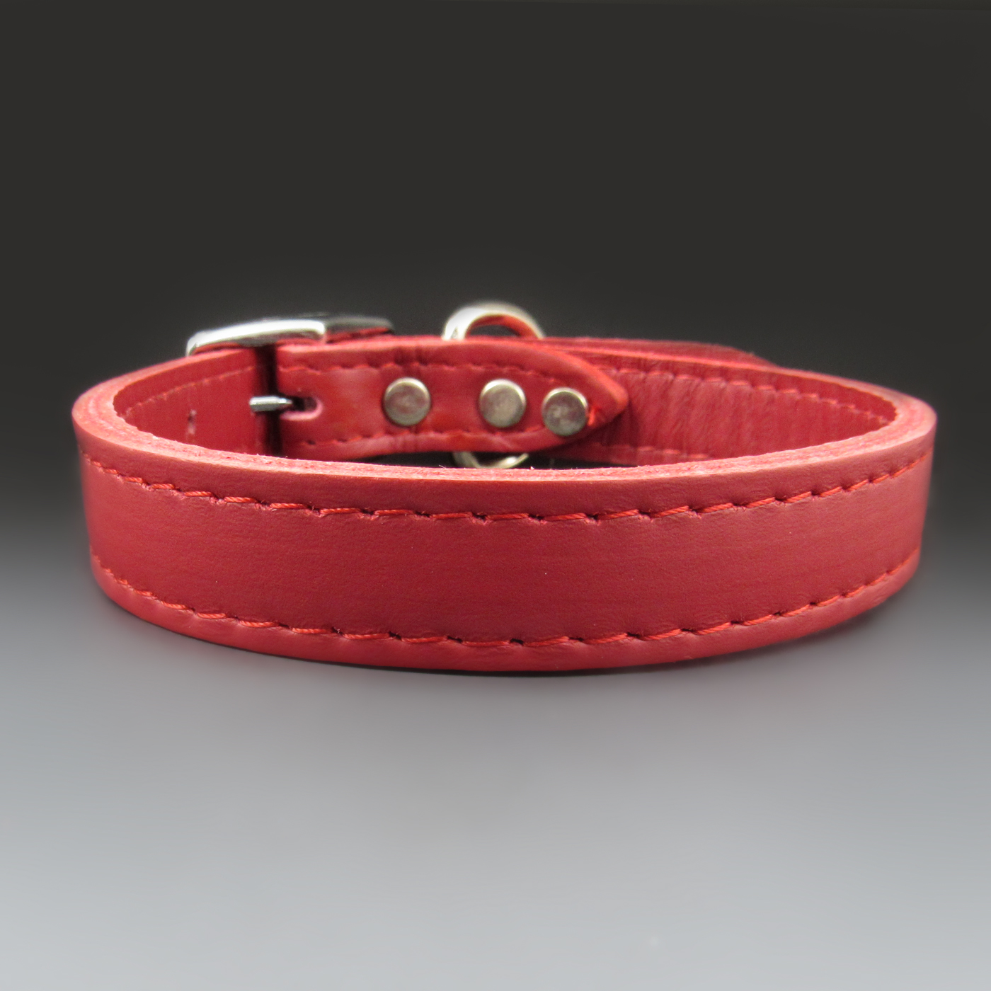 Ruby Red Leather Dog Collar