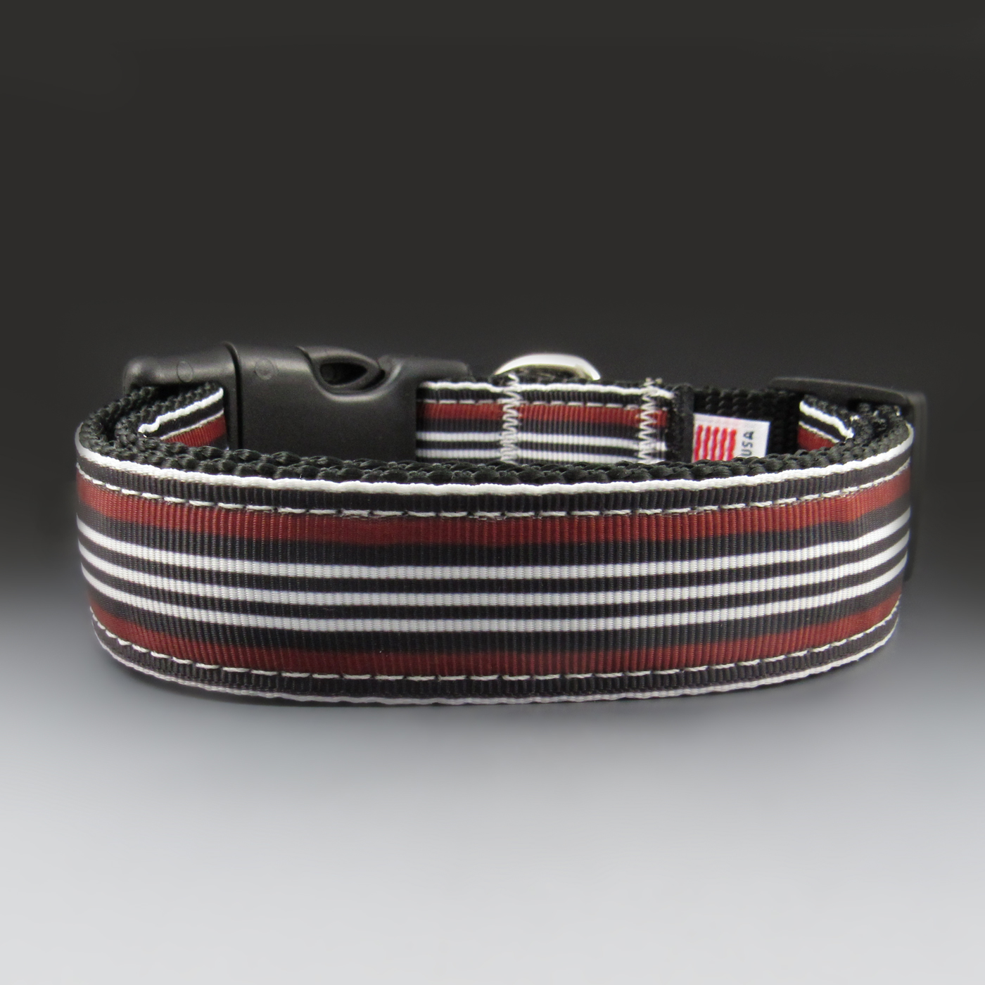 Red and White Striped Dog Collar