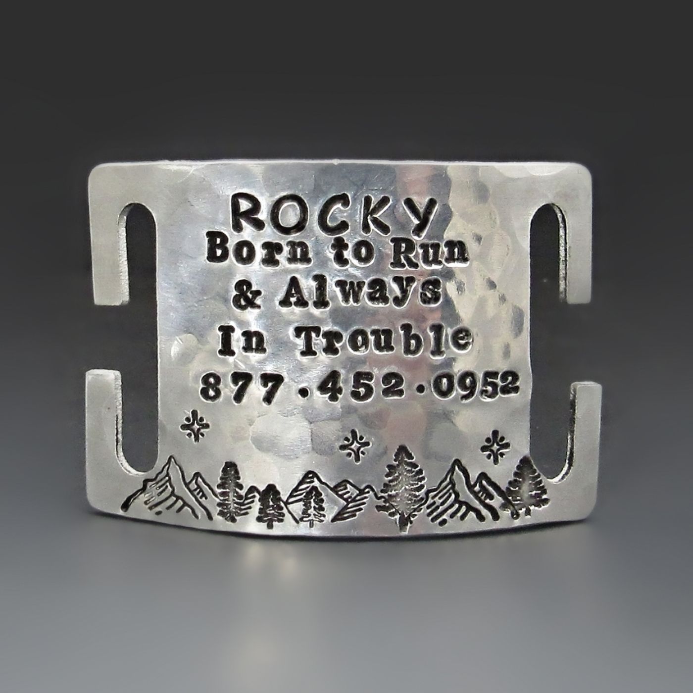 Mountain Range Silent Slide On Dog Tag