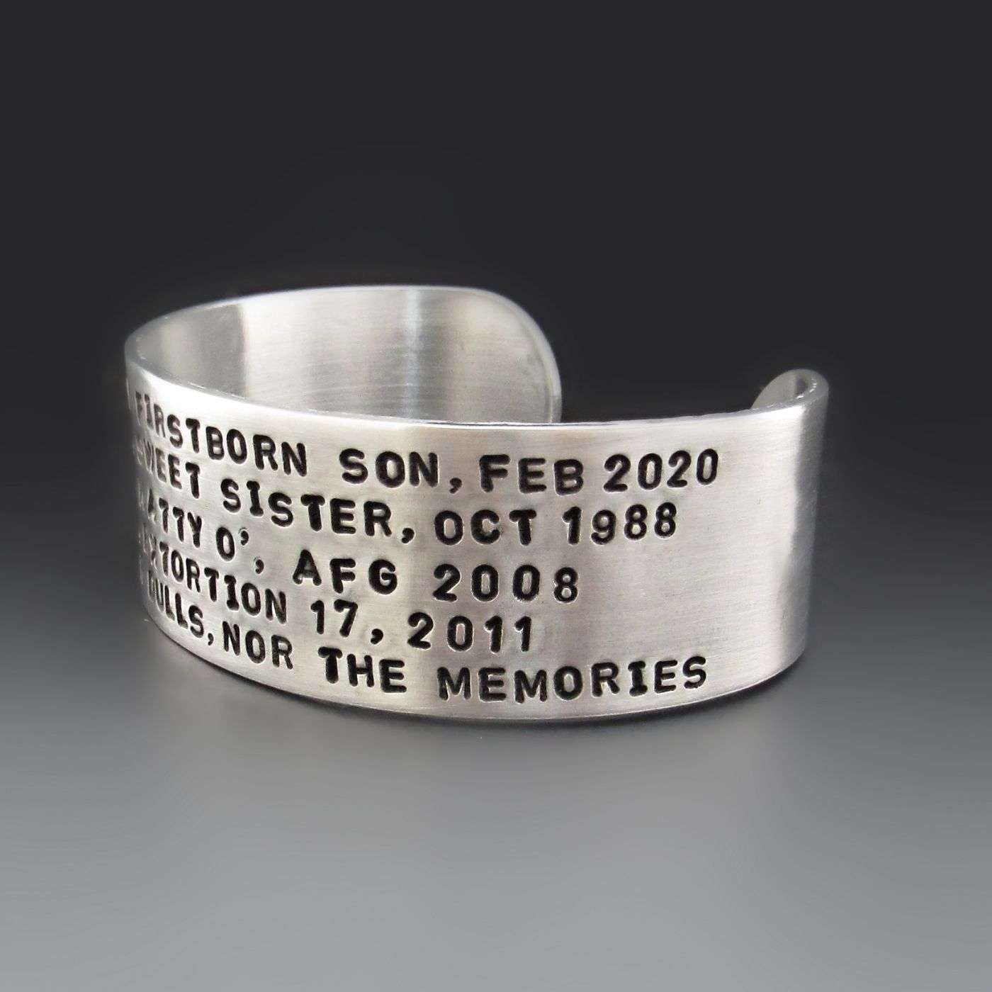 1 inch wide silver KIA bracelet