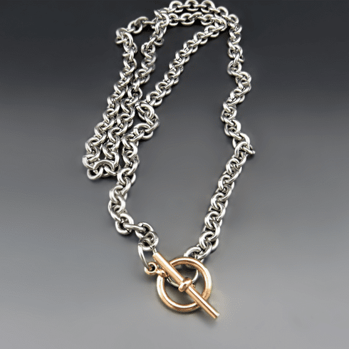 Stainless Steel Cable Chain | Gold Bronze Toggle Clasp