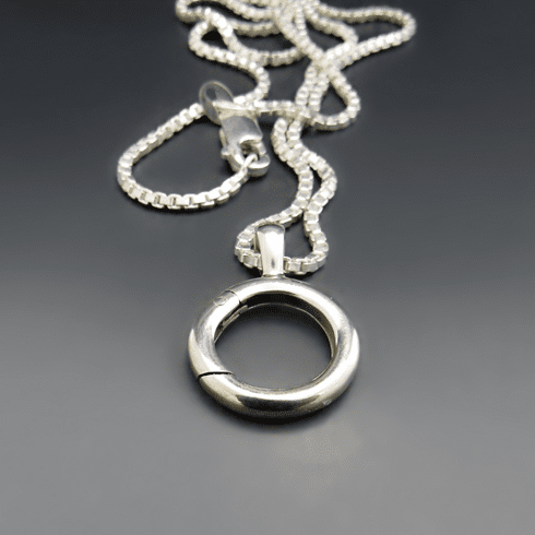 Smooth Sterling Silver Charm Holder Necklace