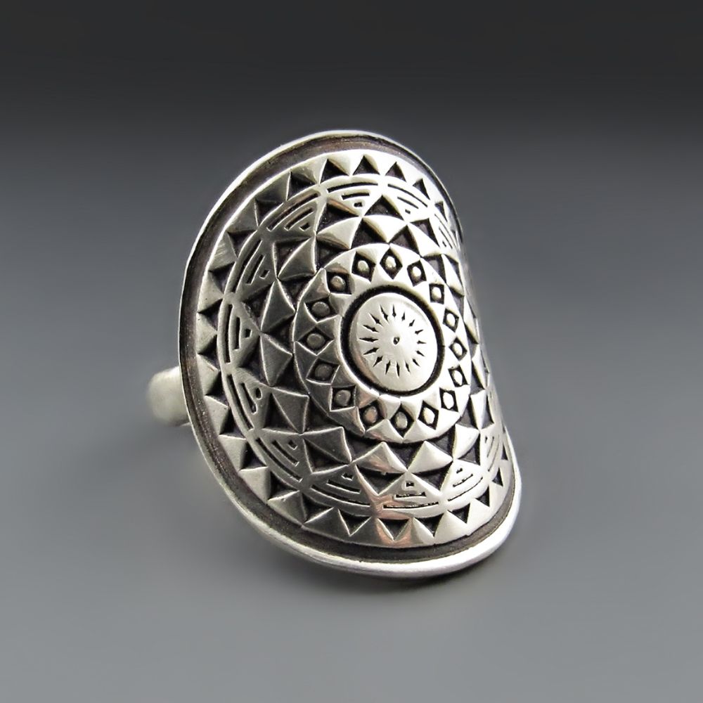Large Sterling Silver Mandala Ring