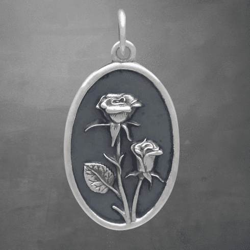Sterling Silver Rose Charm - June Birth Flower