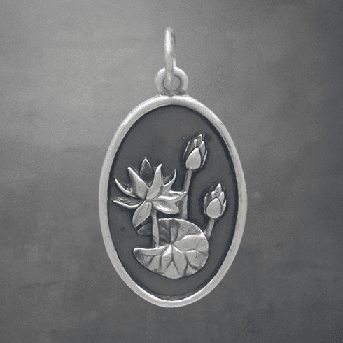 Sterling Silver Waterlily Pendant | July Birth Flower