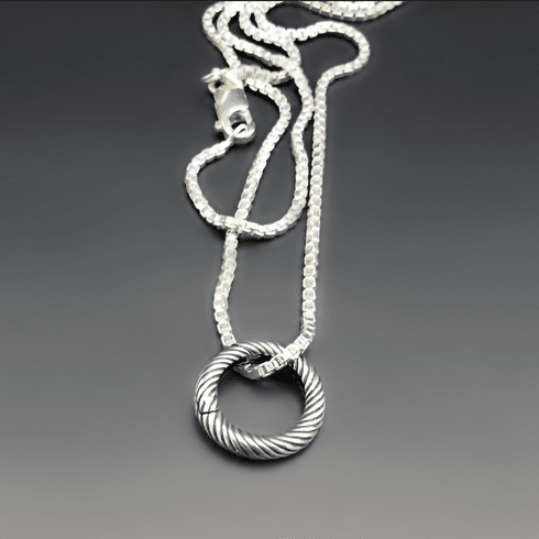 Sterling Silver Twisted Antique Ring / Charm Holder