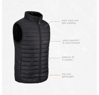 30seven Men's Heated Regular Fit Sleeveless Vest - 5 Volt