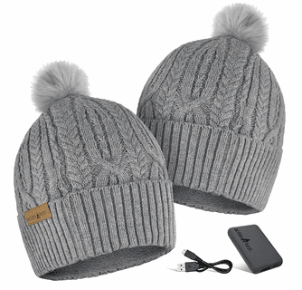 ActionHeat 5V Battery Heated Cable Knit Hat & Slippers Bundle
