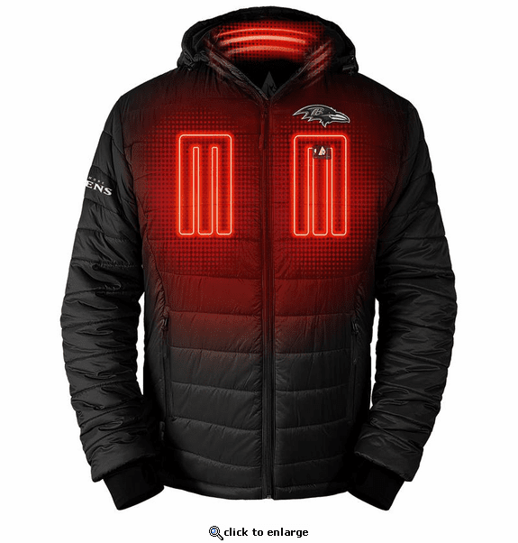 ActionHeat Baltimore Ravens 5V Men's Puffer Battery Heated Jacket