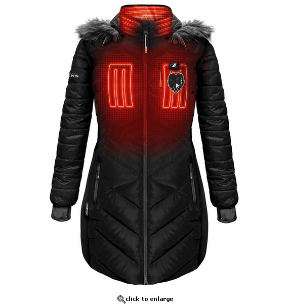 ActionHeat Baltimore Ravens 5V Women's Long Puffer Battery Heated Jacket