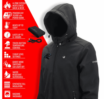 ActionHeat Carolina Panthers 5V Men's Softshell Battery Heated Jacket