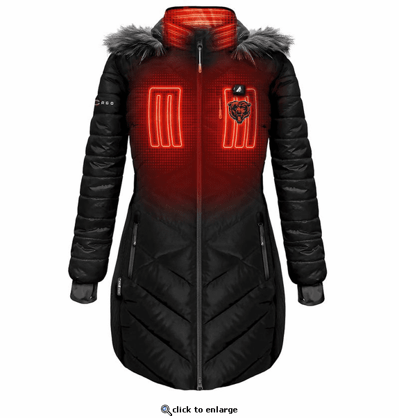 ActionHeat Chicago Bears 5V Women's Long Puffer Battery Heated Jacket