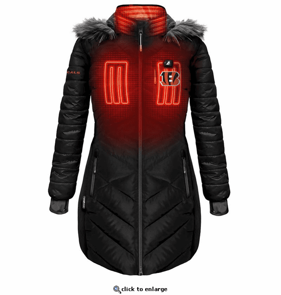 ActionHeat Cincinnati Bengals 5V Women's Long Puffer Battery Heated Jacket