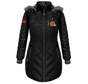 ActionHeat Cleveland Browns 5V Women's Long Puffer Battery Heated Jacket