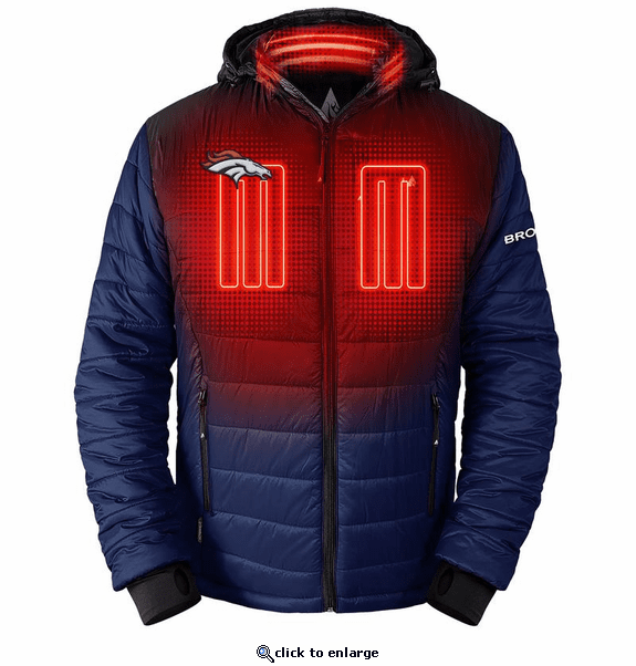 ActionHeat Denver Broncos 5V Men's Colorblock Puffer Battery Heated Jacket