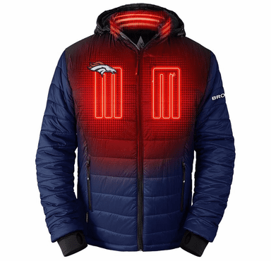 ActionHeat Denver Broncos 5V Men's Colorblock Puffer Battery Heated Jacket