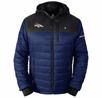 ActionHeat Denver Broncos 5V Men's Colorblock Puffer Battery Heated Jacket